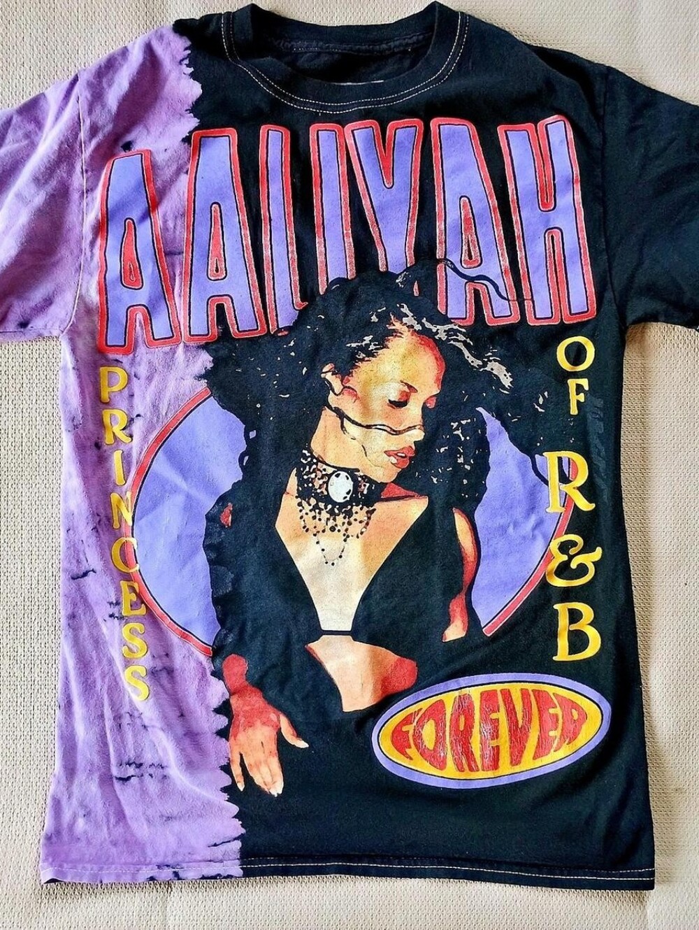Aaliyah "Princess of R&B" Ripple Junction Graphic Tee in Black & Purple